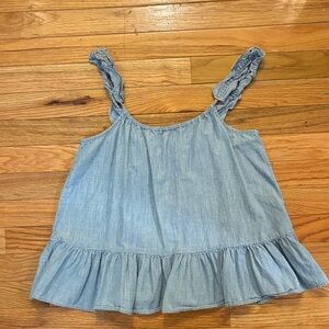 Madewell Light Blue Ruffle Strap Tank Top